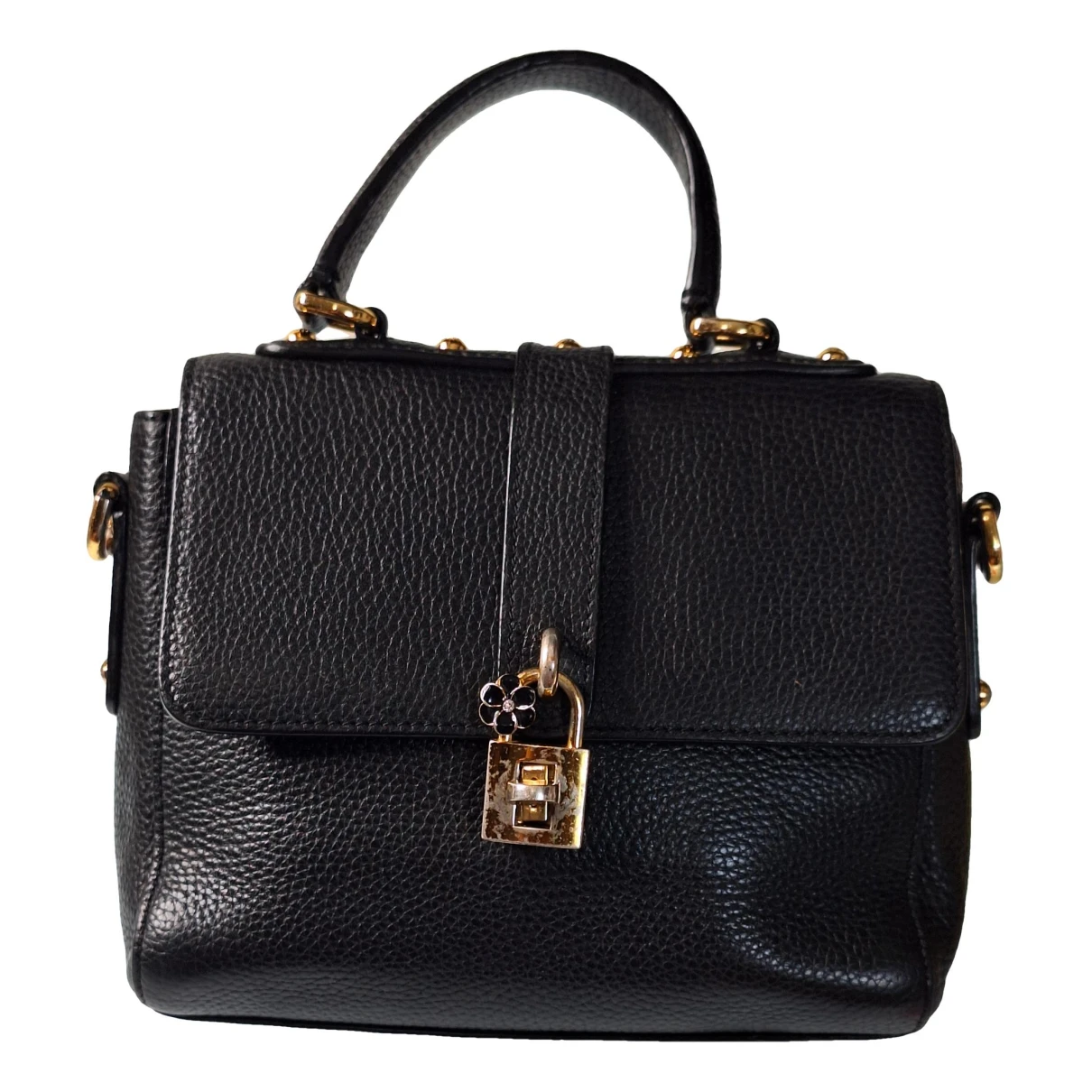 Pre-owned Dolce & Gabbana Dolce Box Leather Handbag In Black