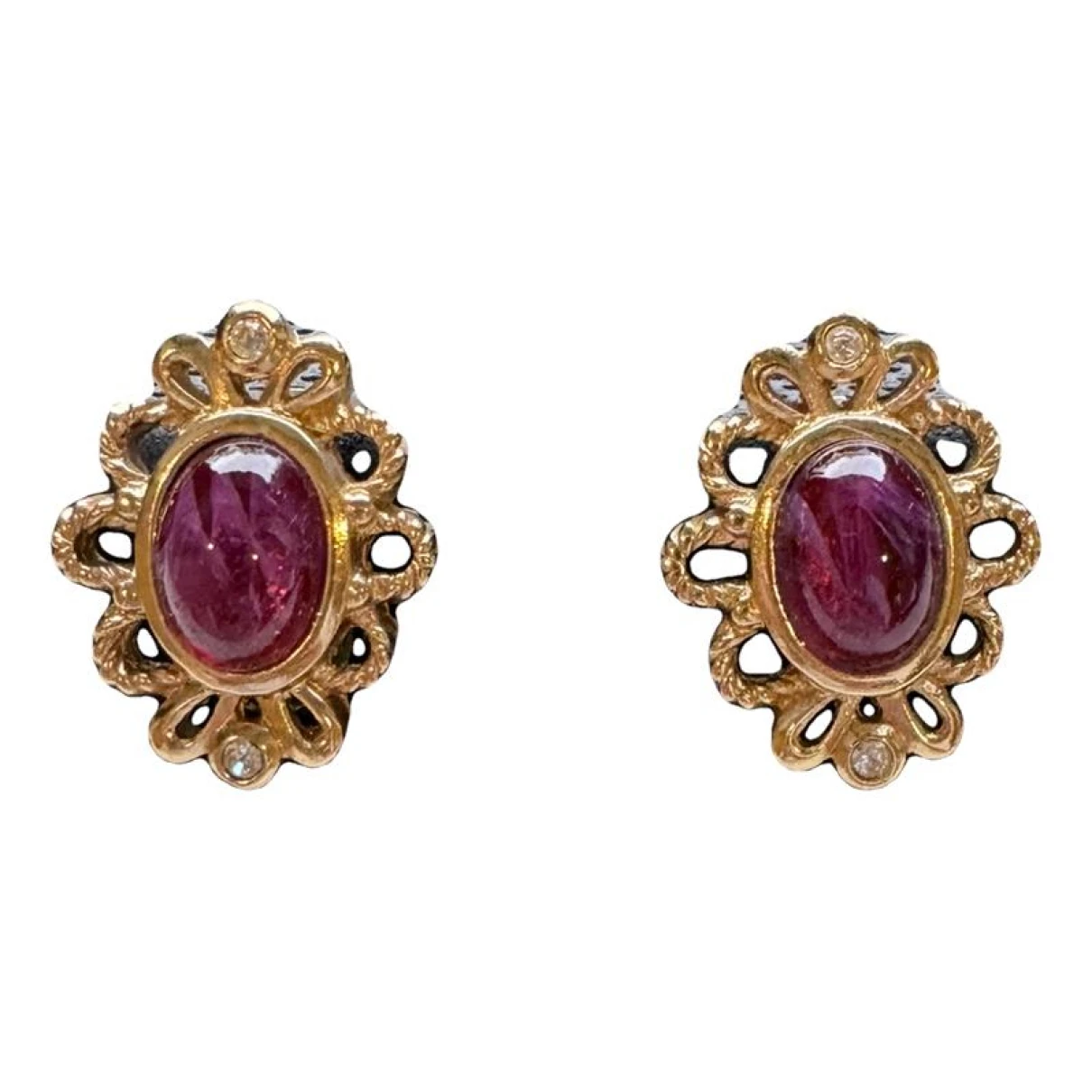Pre-owned Dior Earrings In Burgundy
