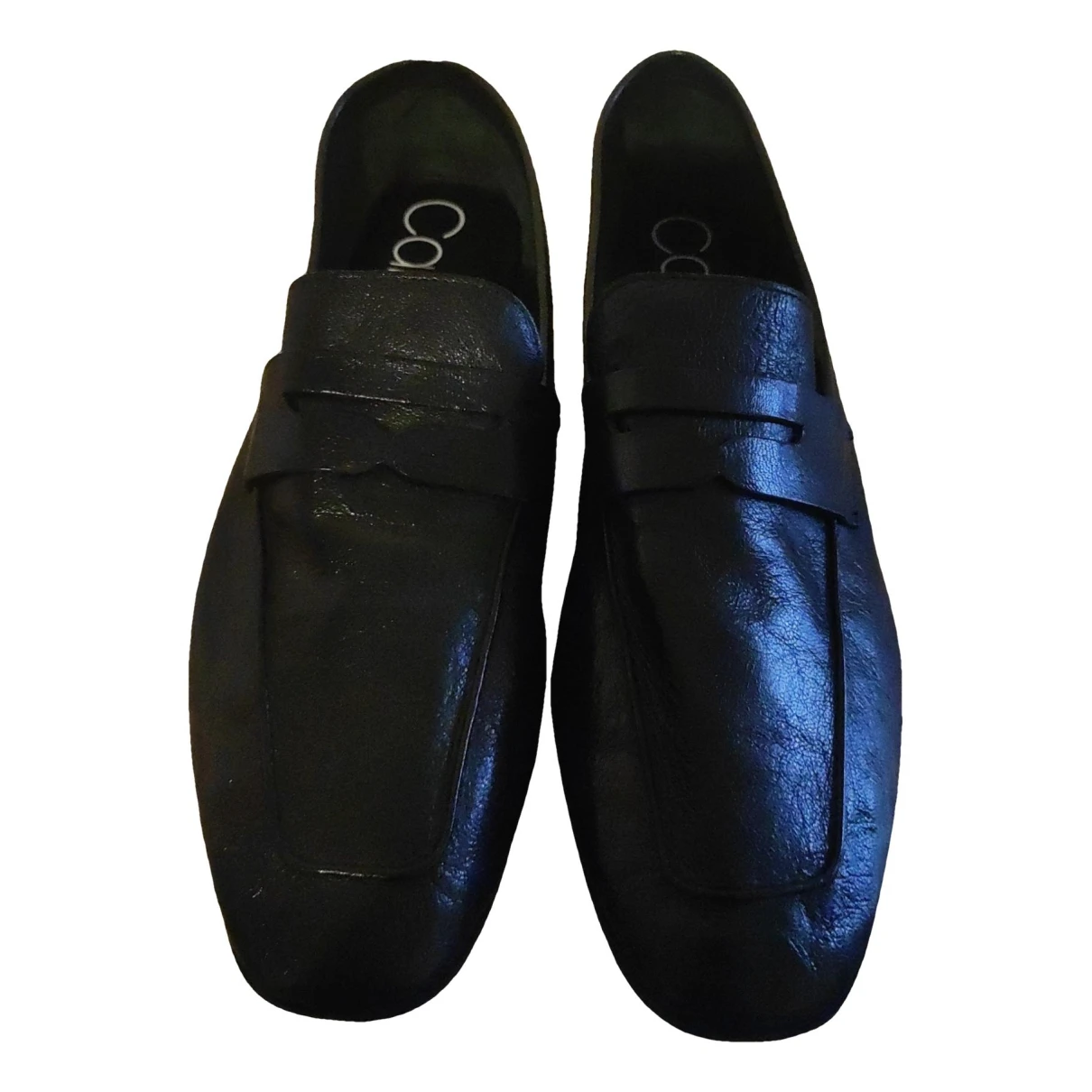 Pre-owned Calvin Klein Leather Flats In Black