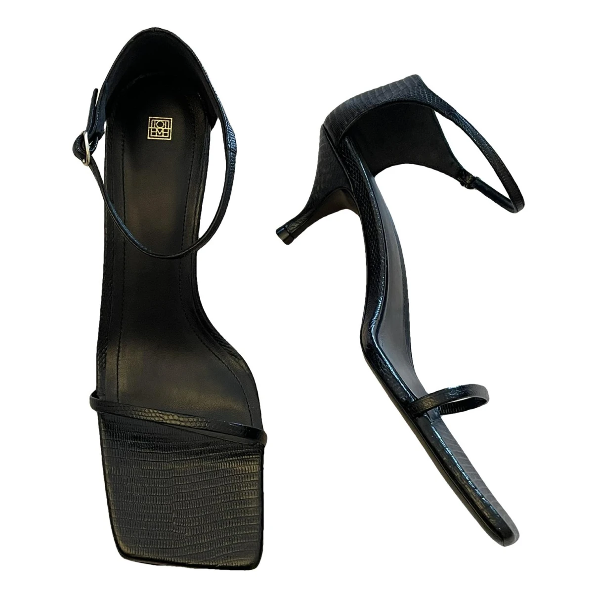 Pre-owned Totême Strappy Sandal Leather Sandal In Black
