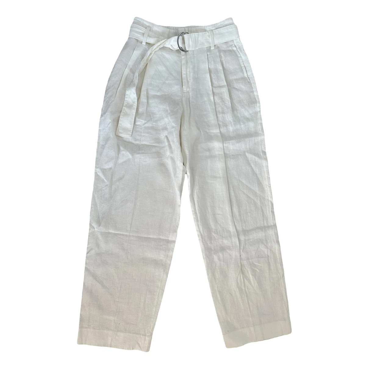 Pre-owned Polo Ralph Lauren Linen Trousers In Ecru