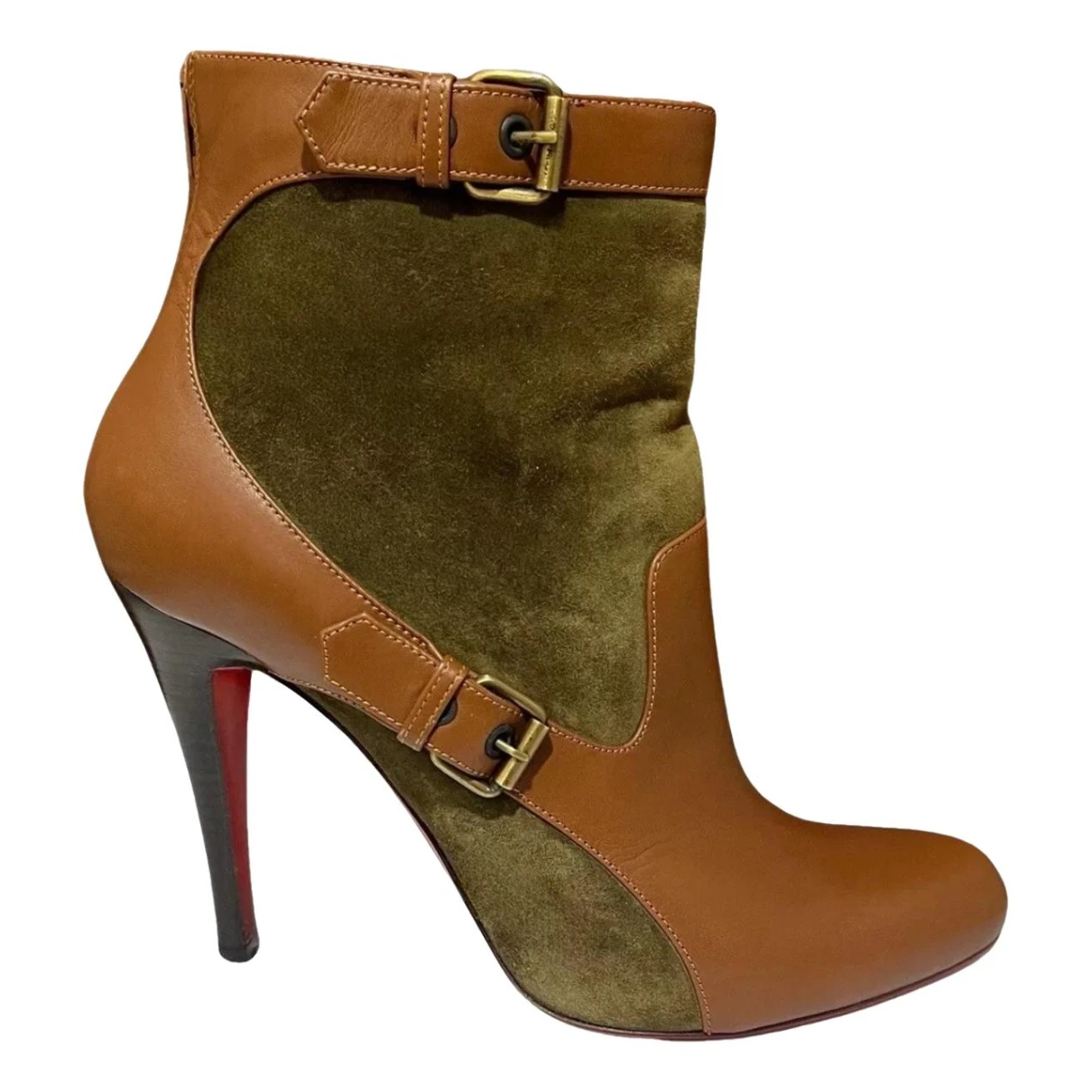 Pre-owned Christian Louboutin Leather Ankle Boots In Brown