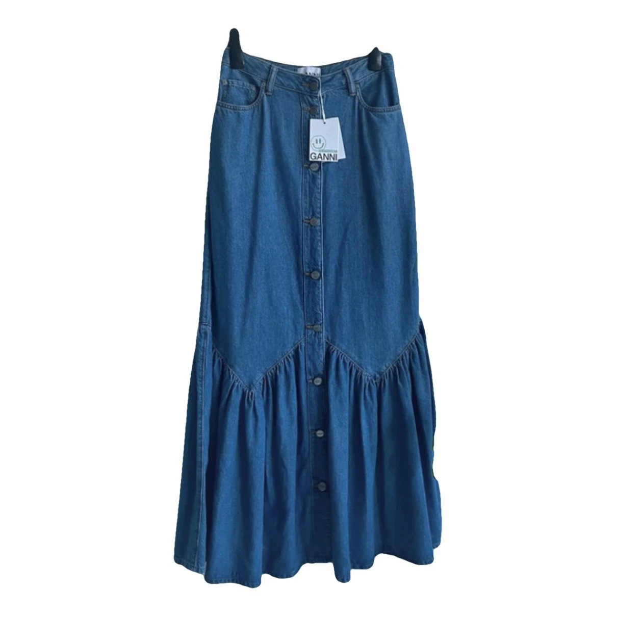 Pre-owned Ganni Maxi Skirt In Blue