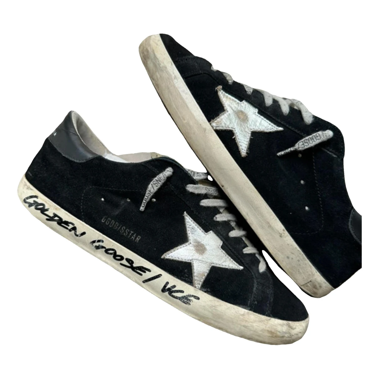 Pre-owned Golden Goose Superstar Low Trainers In Black