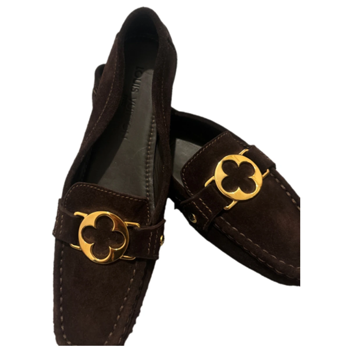 Pre-owned Louis Vuitton Velvet Flats In Brown