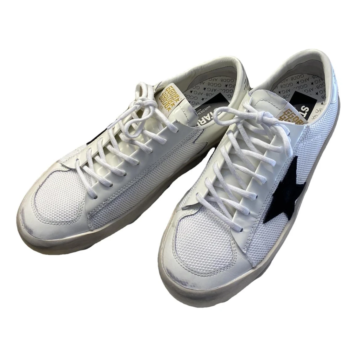 Pre-owned Golden Goose Stardan Leather Low Trainers In White