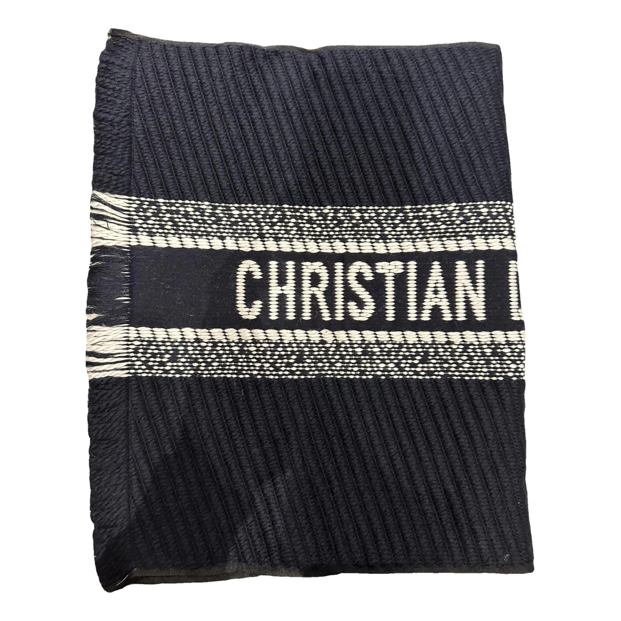 Pre-owned Dior Linen Scarf & Pocket Square In Navy