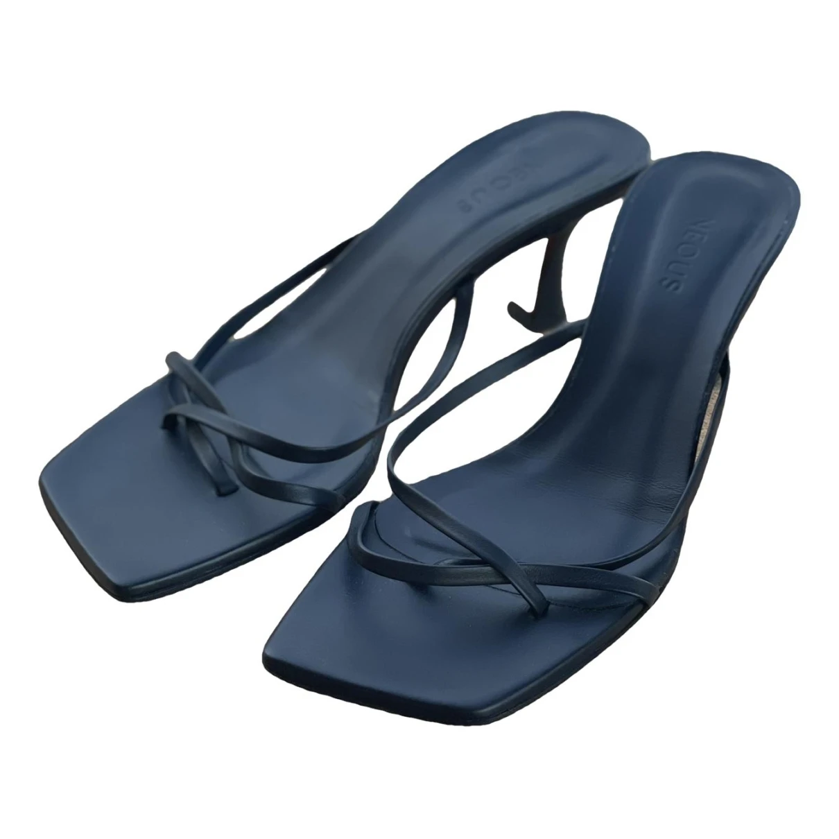 Pre-owned Neous Leather Mules & Clogs In Navy