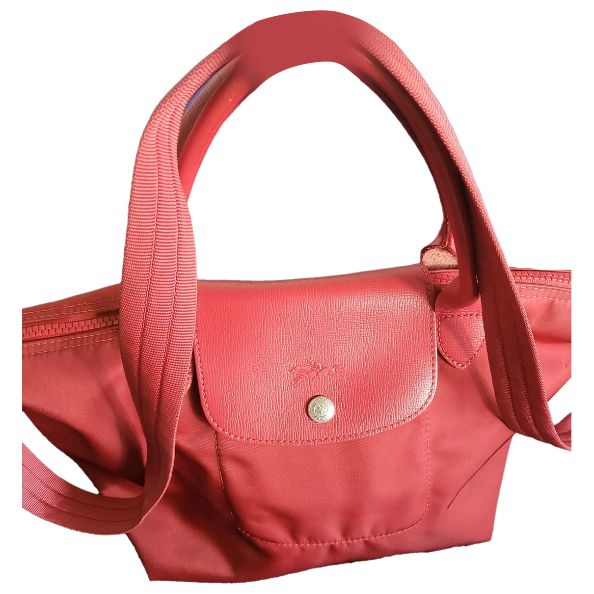 Pre-owned Longchamp Pliage Vinyl Crossbody Bag In Red