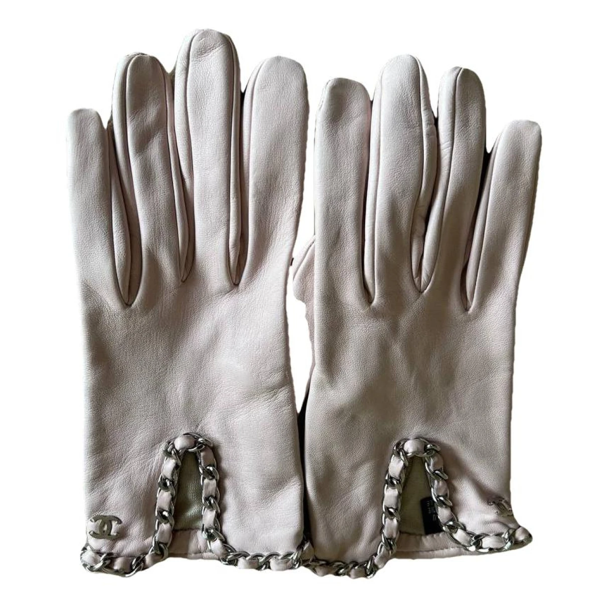 Pre-owned Chanel Leather Gloves In Pink