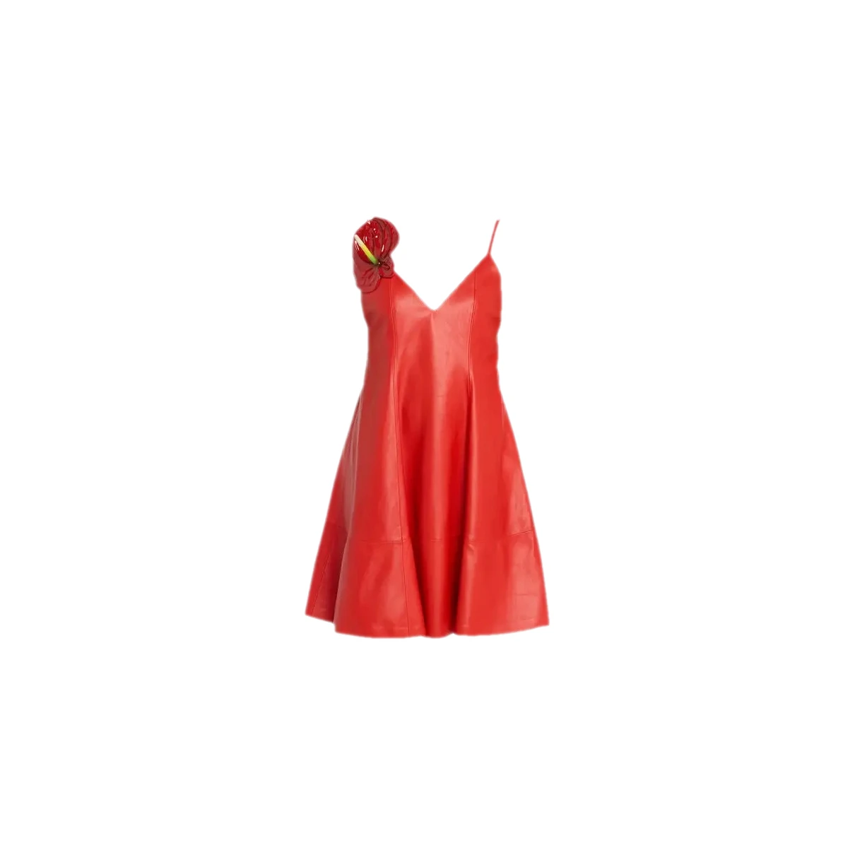 Pre-owned Loewe Leather Mini Dress In Red