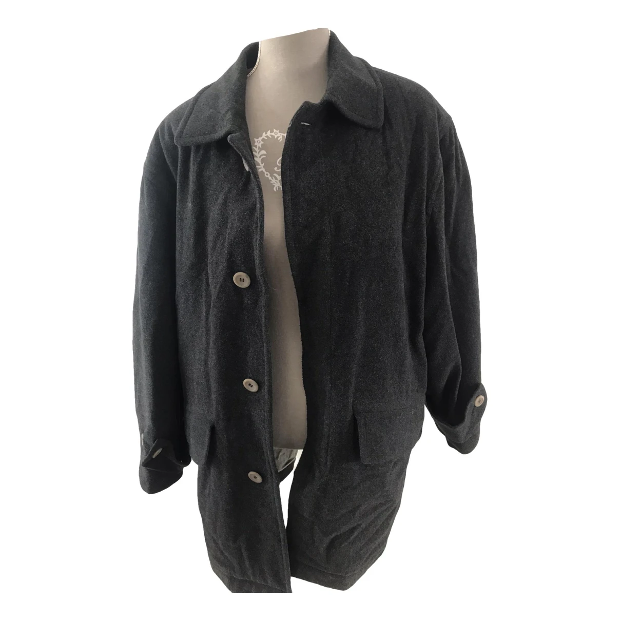 Pre-owned Saint Laurent Wool Coat In Anthracite