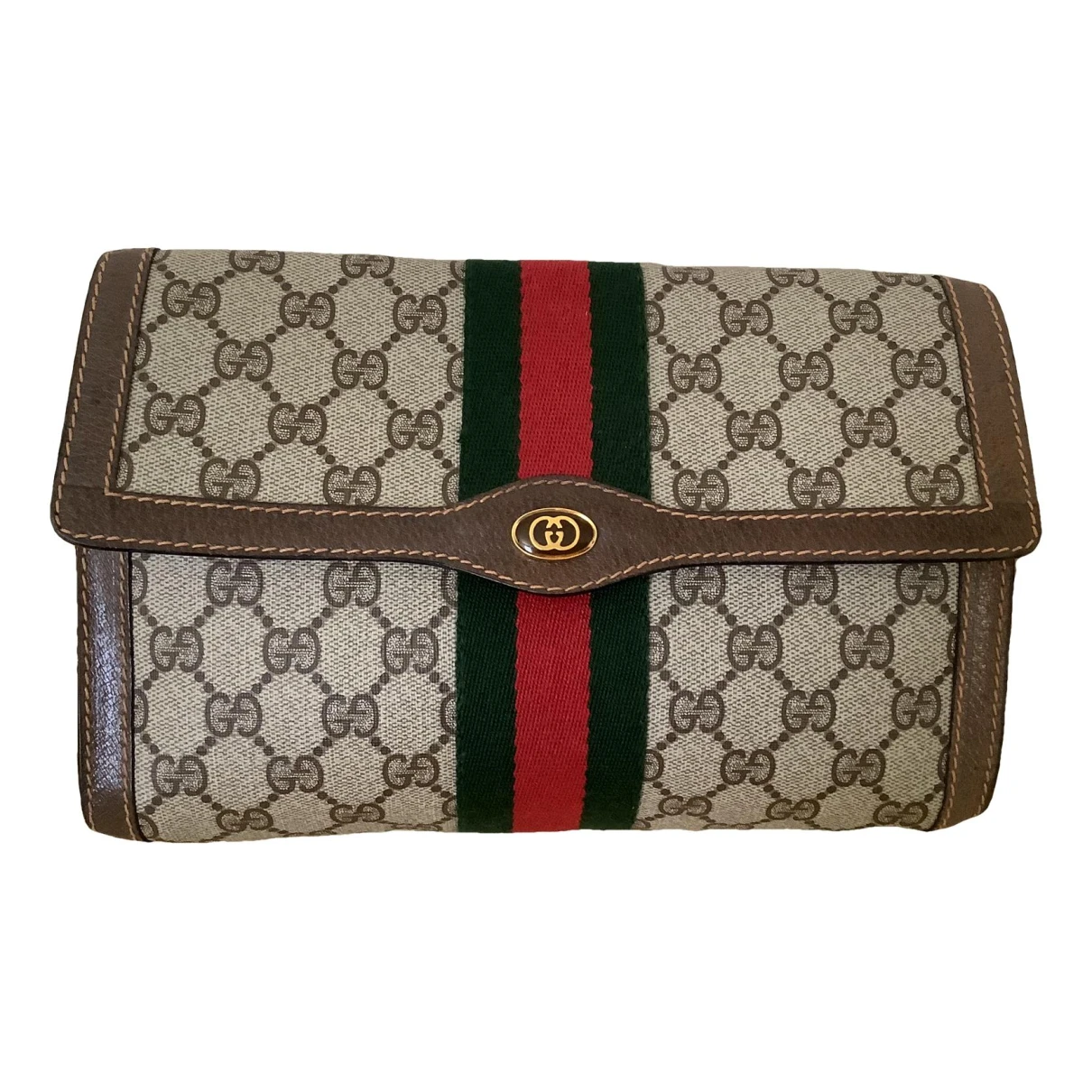 Pre-owned Gucci Vegan Leather Clutch Bag In Multicolour