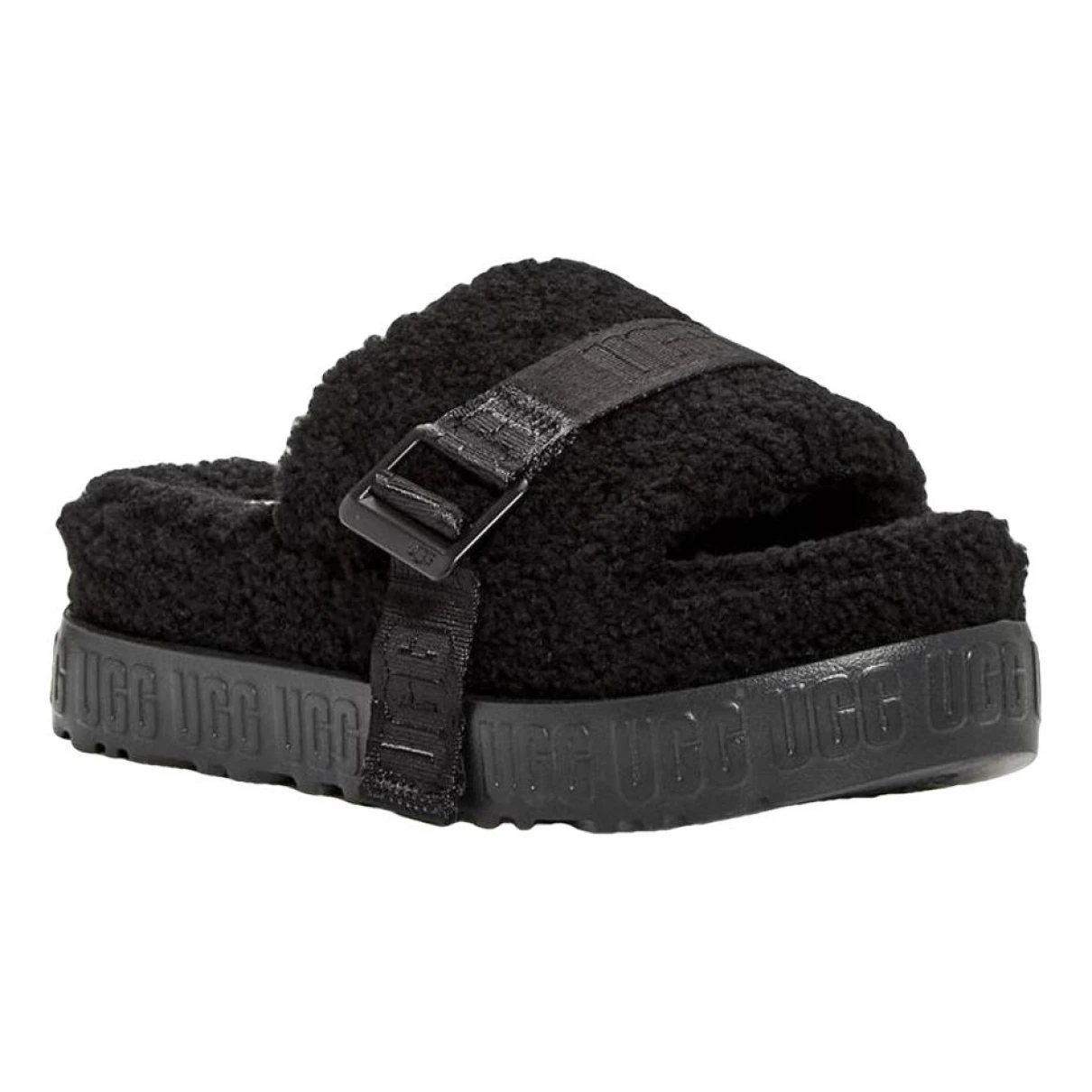 Pre-owned Ugg Shearling Sandals In Black