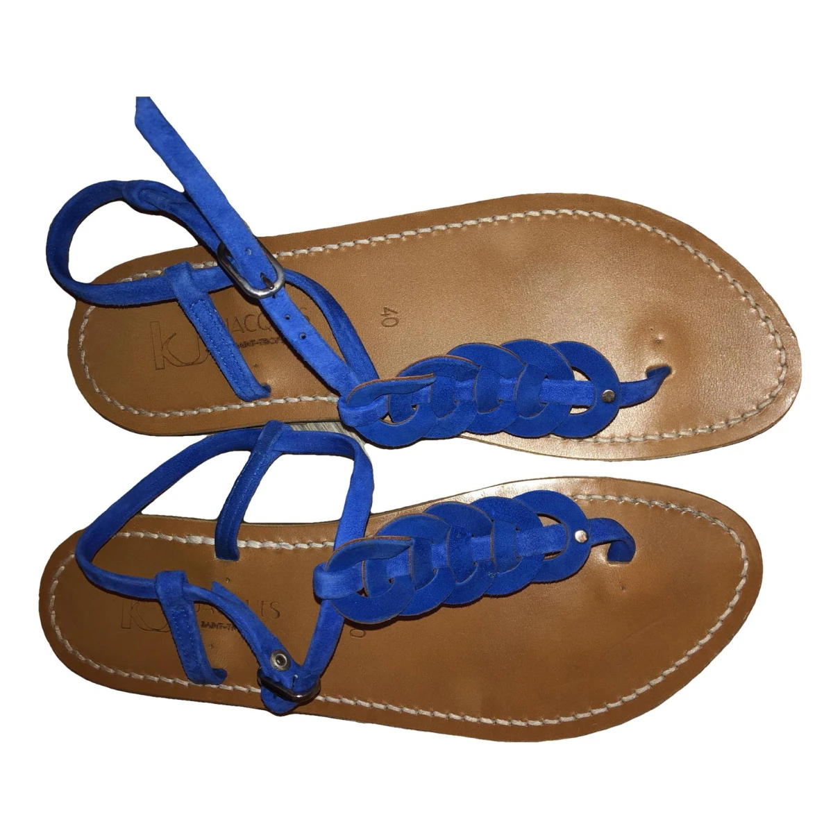 Pre-owned Kjacques Leather Sandals In Blue