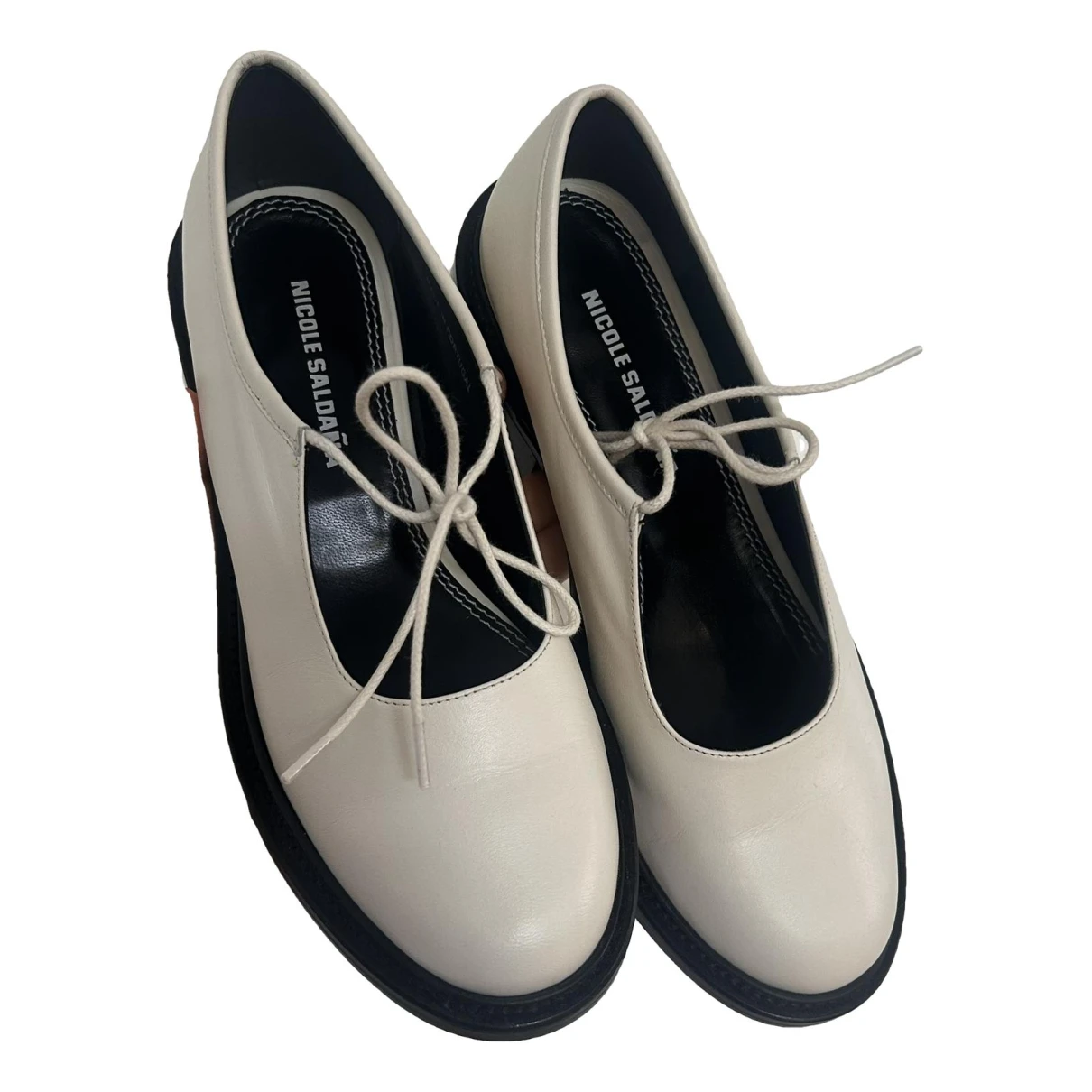 Pre-owned Nicole Saldaã±a Leather Ballet Flats In White