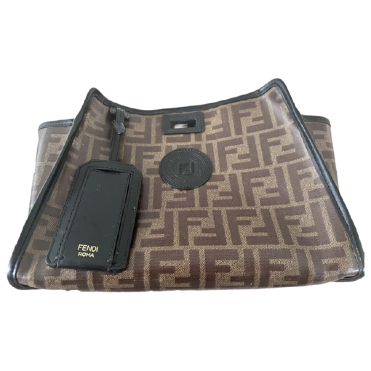 Pre-owned Fendi Patent Leather Clutch Bag In Brown
