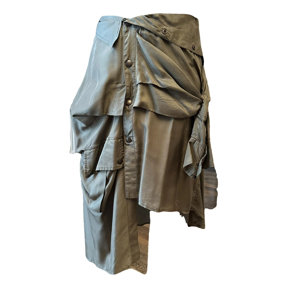 Pre-owned Faith Connexion Silk Mid-length Skirt In Green