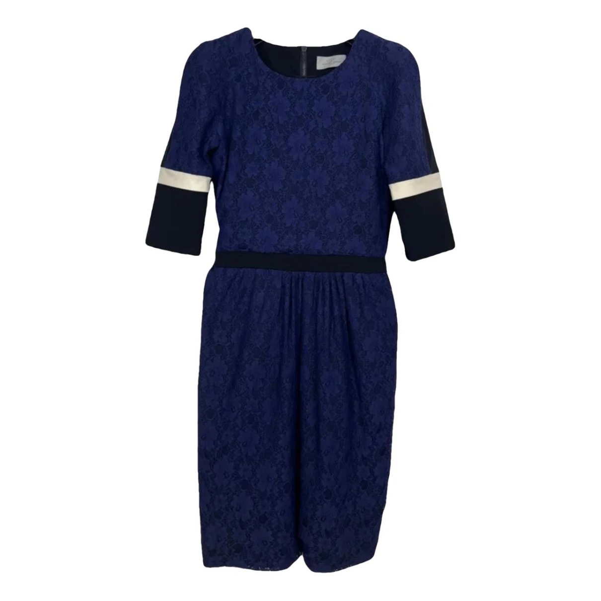 Pre-owned Preen By Thornton Bregazzi Lace Mid-length Dress In Navy