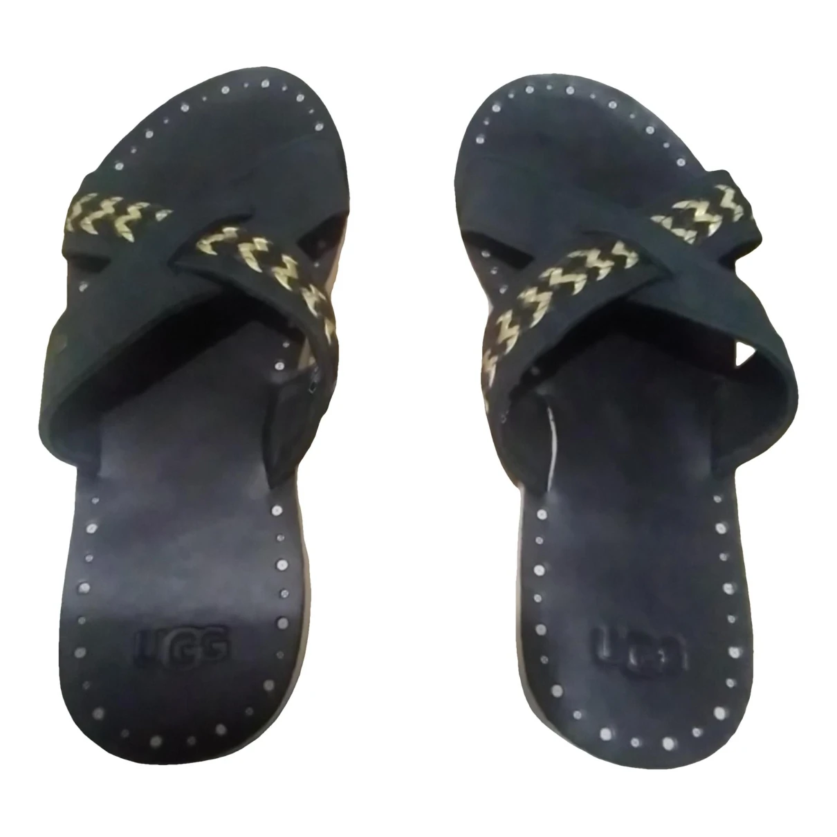 Pre-owned Ugg Leather Mules In Black