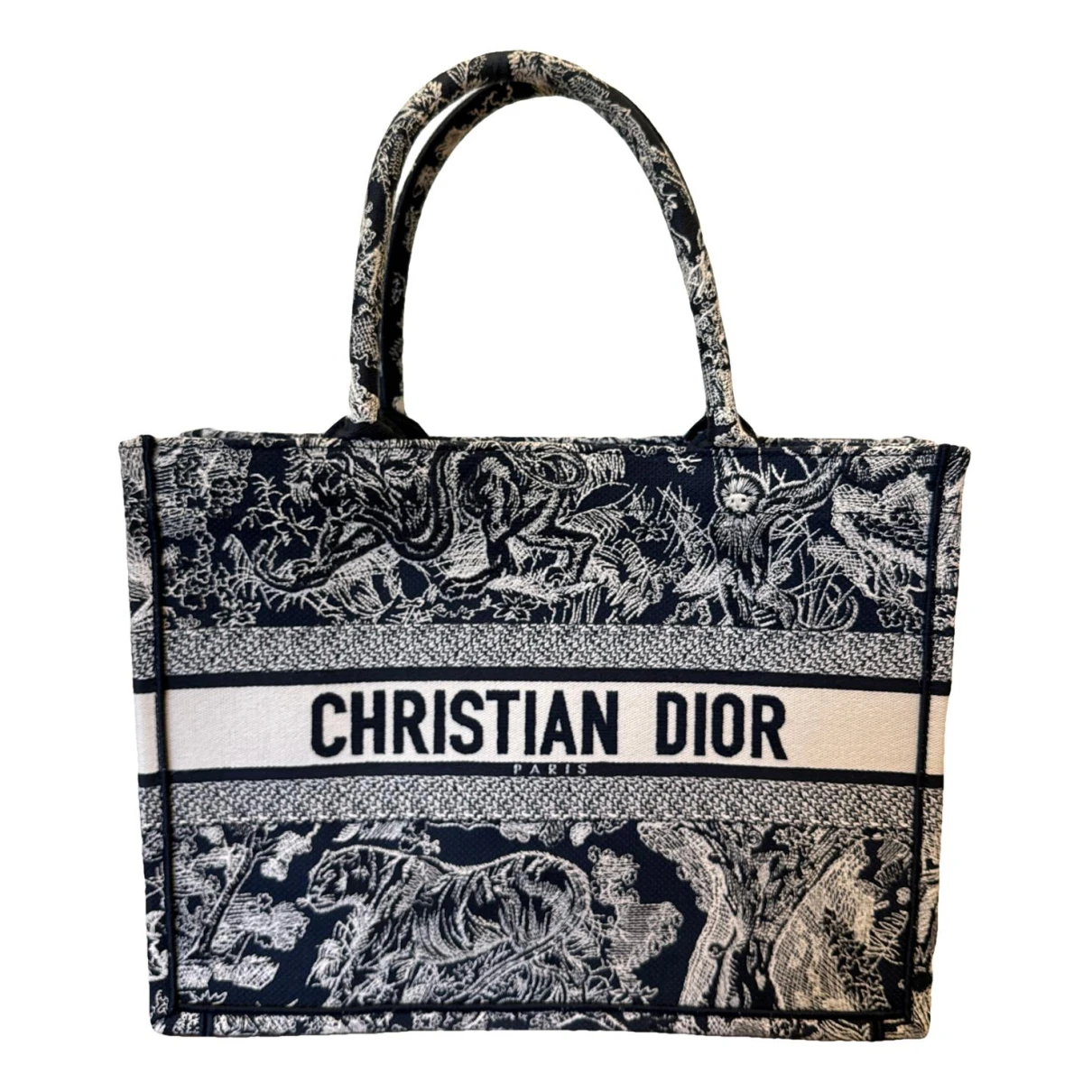 Pre-owned Dior Wool Tote In Blue