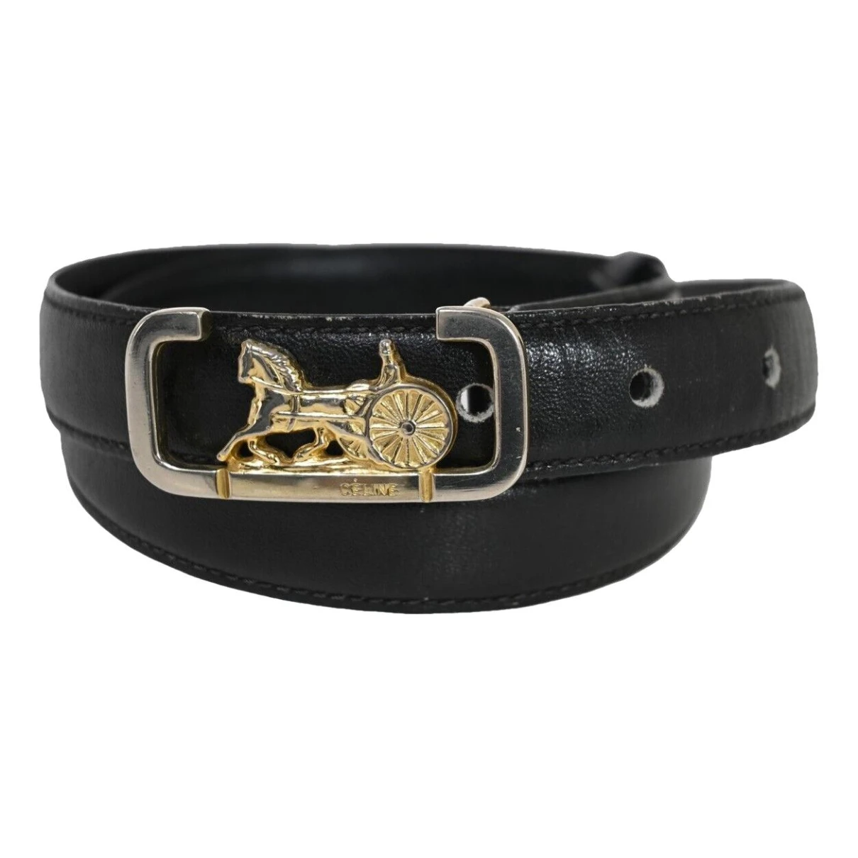 Pre-owned Celine Leather Belt In Black