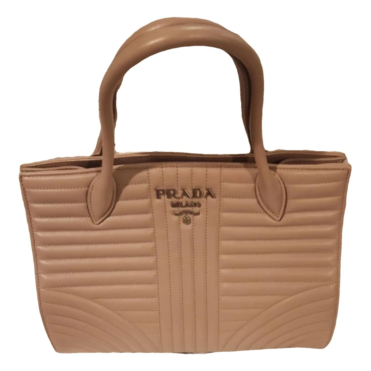 Pre-owned Prada Diagramme Leather Tote In Pink