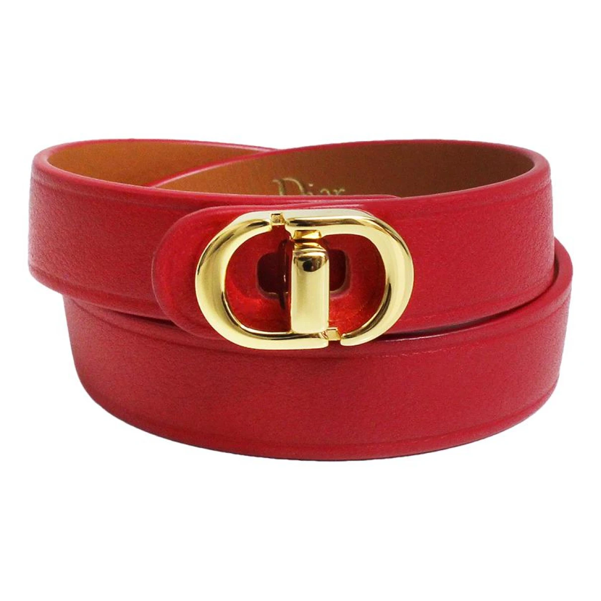 Pre-owned Dior Leather Bracelet In Red