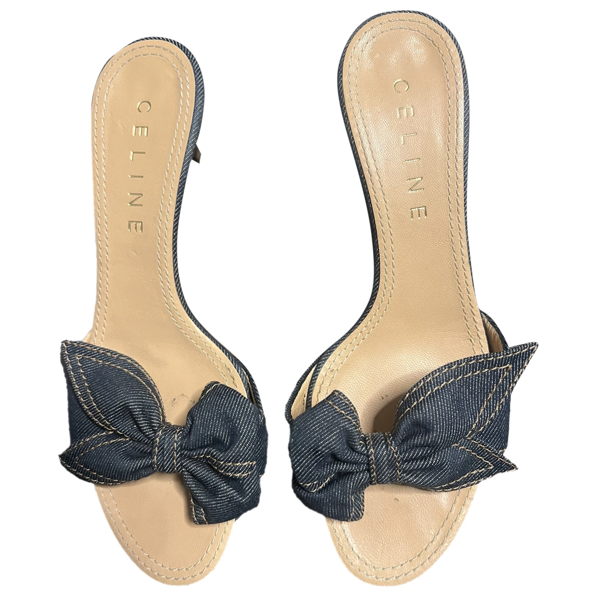 Pre-owned Celine Cloth Mules In Blue