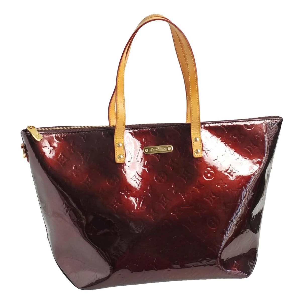 Pre-owned Louis Vuitton Bellevue Leather Tote In Burgundy