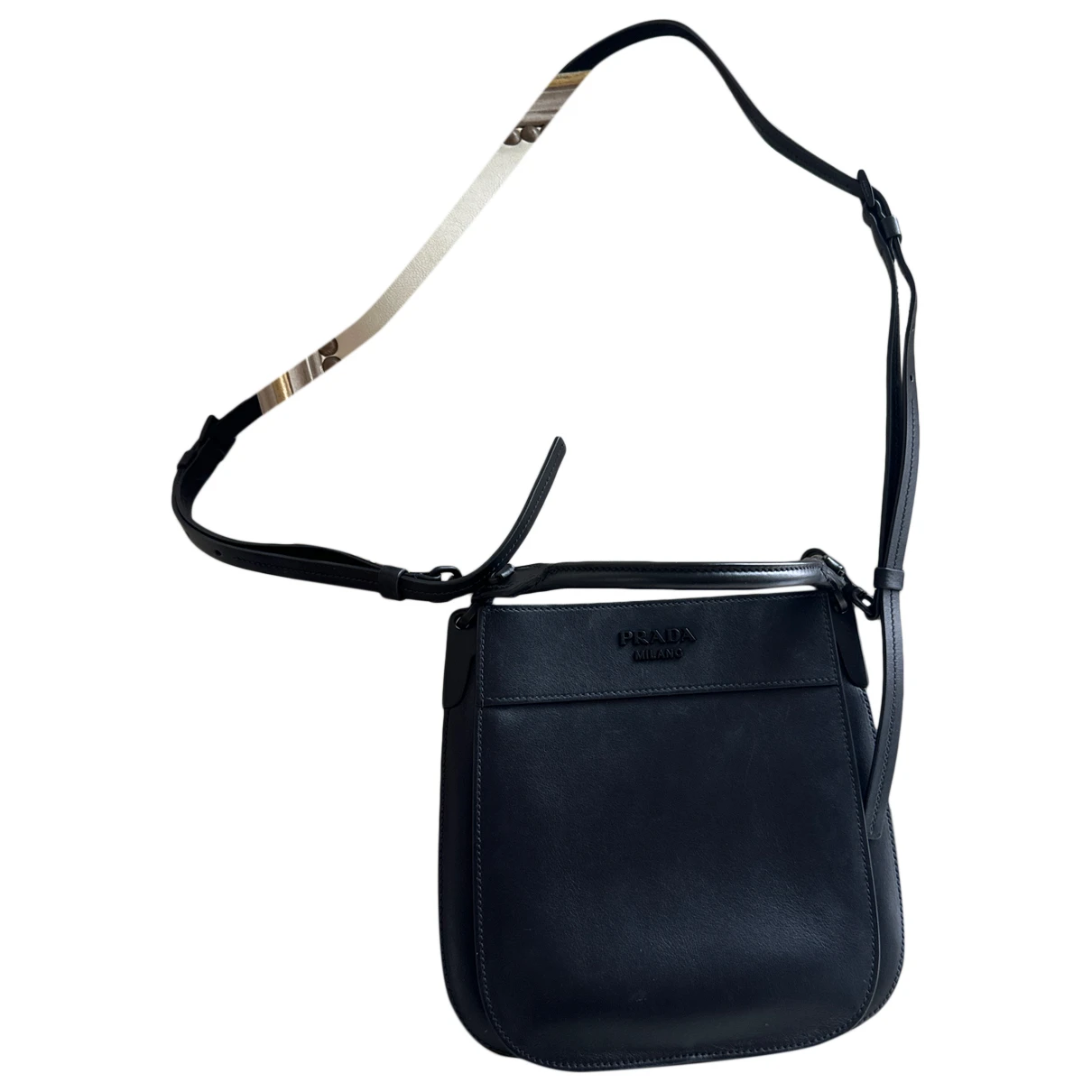 Pre-owned Prada Margit Leather Crossbody Bag In Black