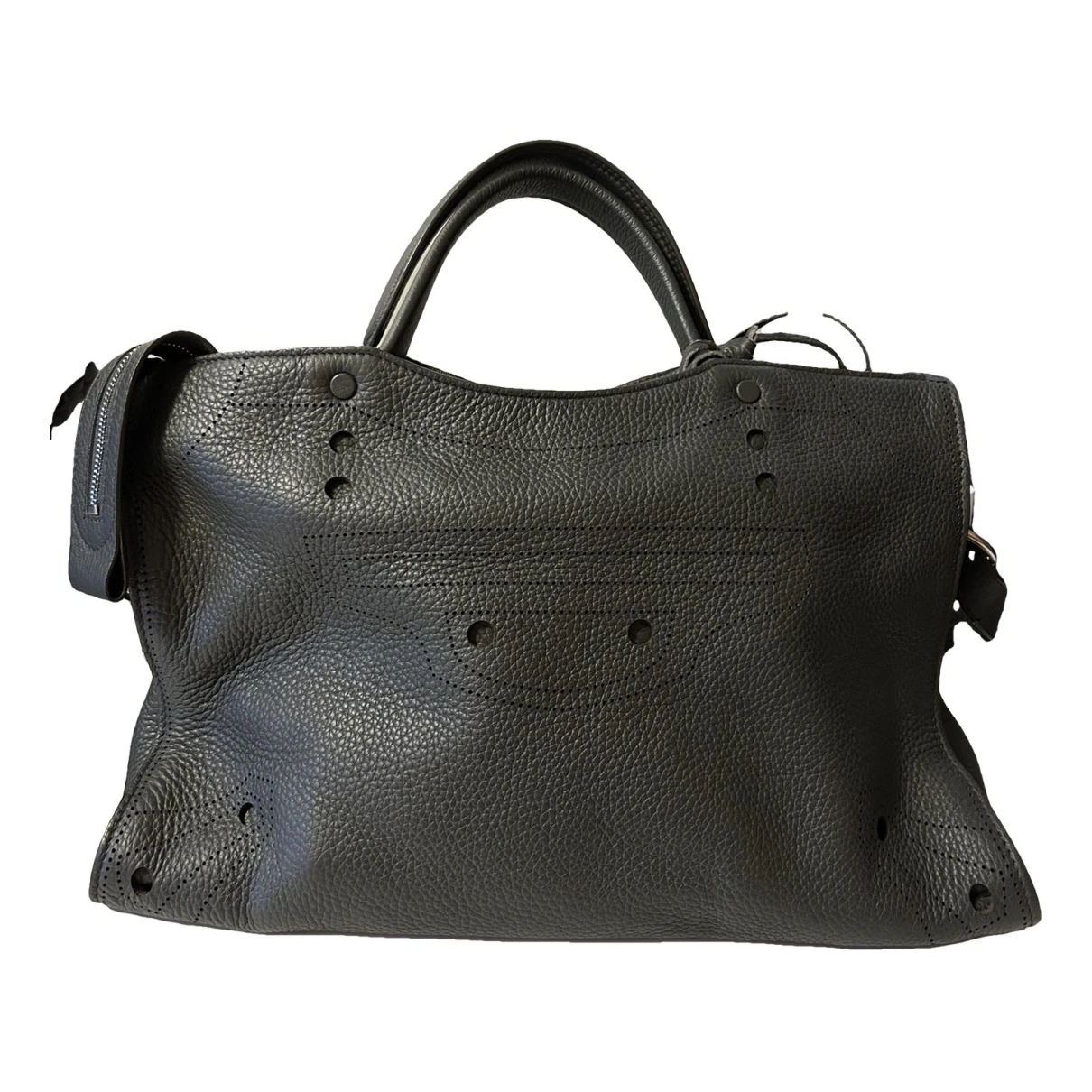 Pre-owned Balenciaga Blackout Leather Handbag In Grey