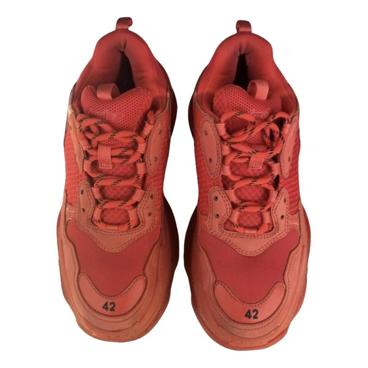 Pre-owned Balenciaga Triple S Low Trainers In Red