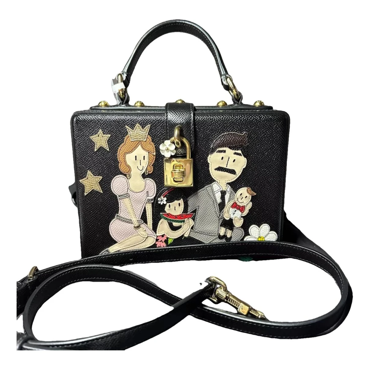 Pre-owned Dolce & Gabbana Dolce Box Leather Handbag In Black