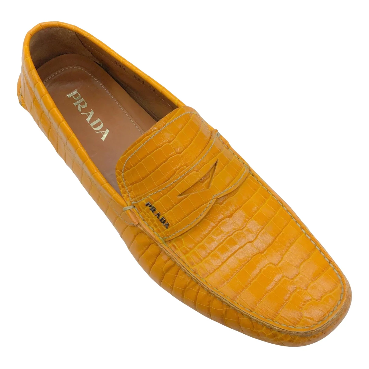 Pre-owned Prada Exotic Leathers Flats In Yellow