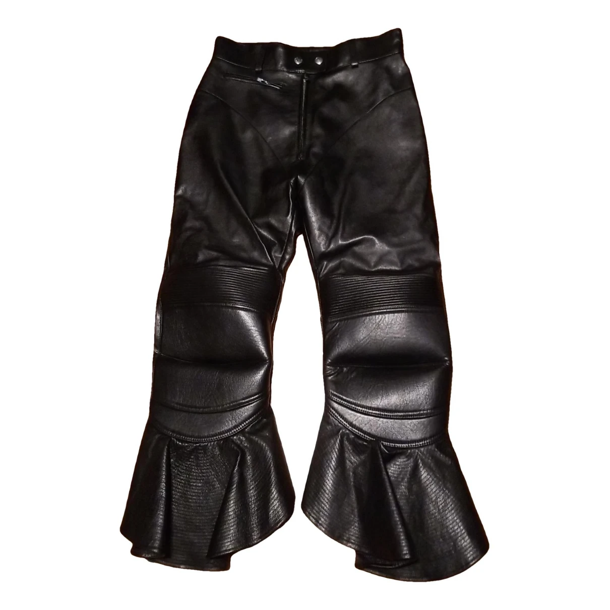 Pre-owned Alaïa Leather Trousers In Black