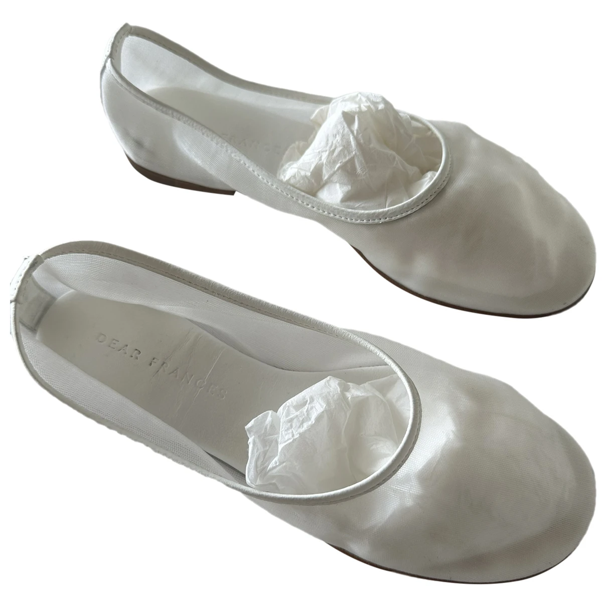 Pre-owned Dear Frances Cloth Flats In White