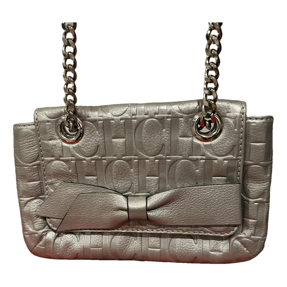 Pre-owned Carolina Herrera Leather Handbag In Silver