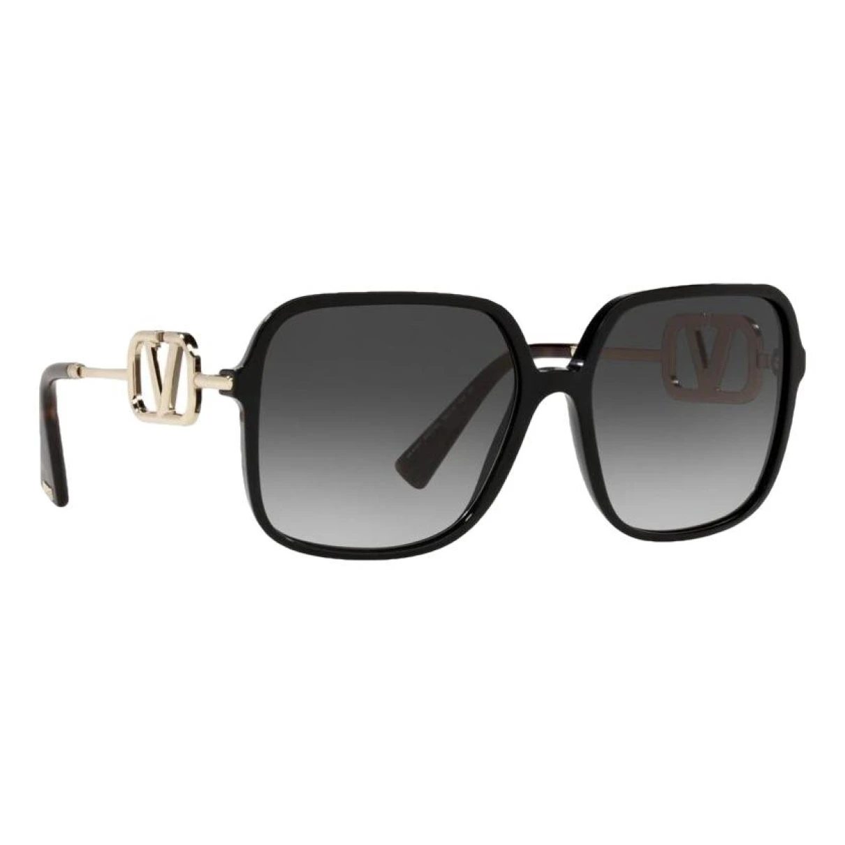 Pre-owned Valentino Vlogo Oversized Sunglasses In Black