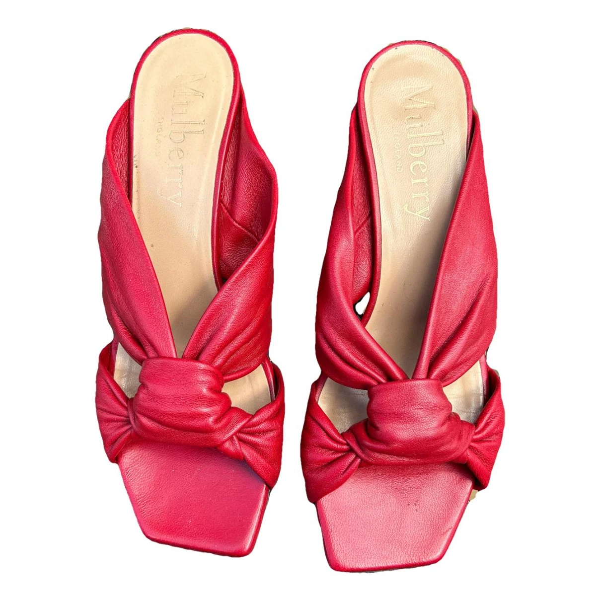 Pre-owned Mulberry Leather Mules & Clogs In Red