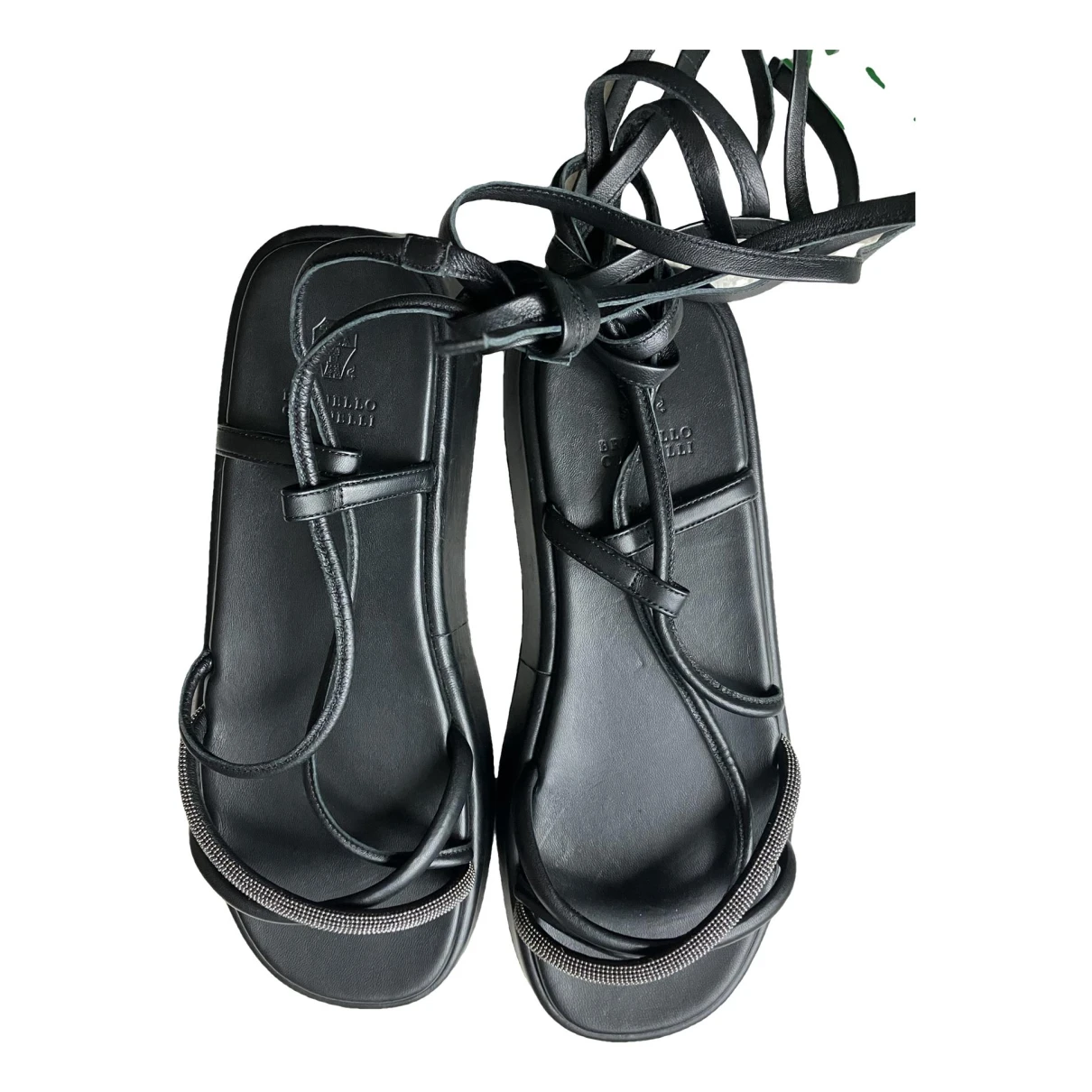 Pre-owned Brunello Cucinelli Leather Sandal In Black