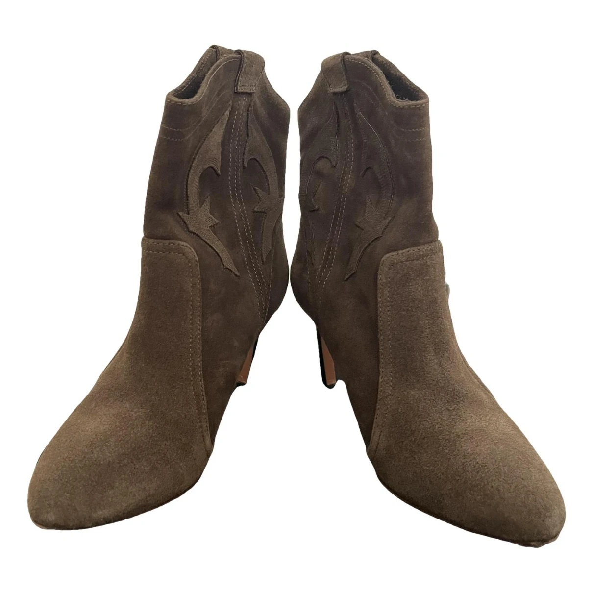 Pre-owned Ba&sh Caitlin Ankle Boots In Khaki
