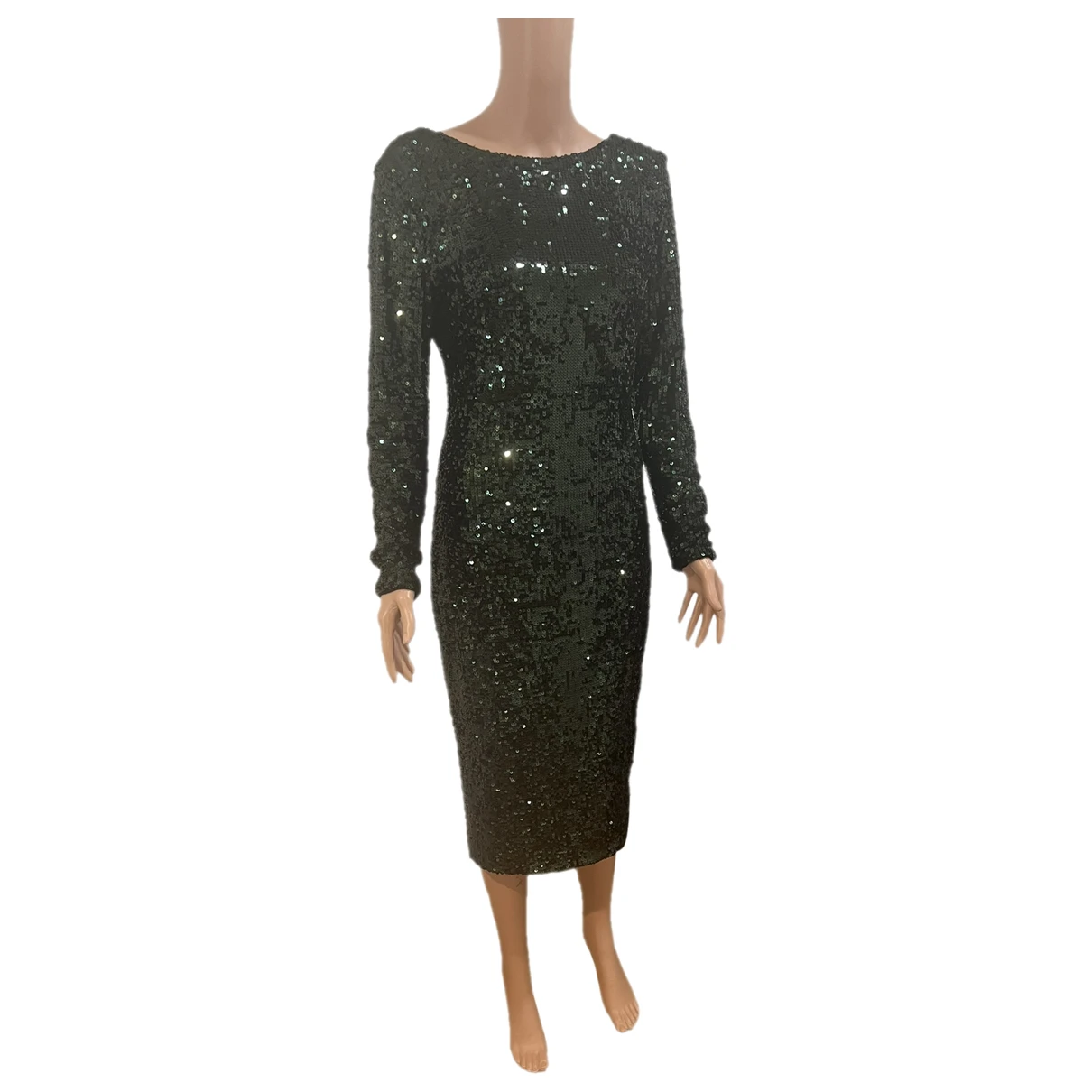 Pre-owned Dress The Population Glitter Mid-length Dress In Green