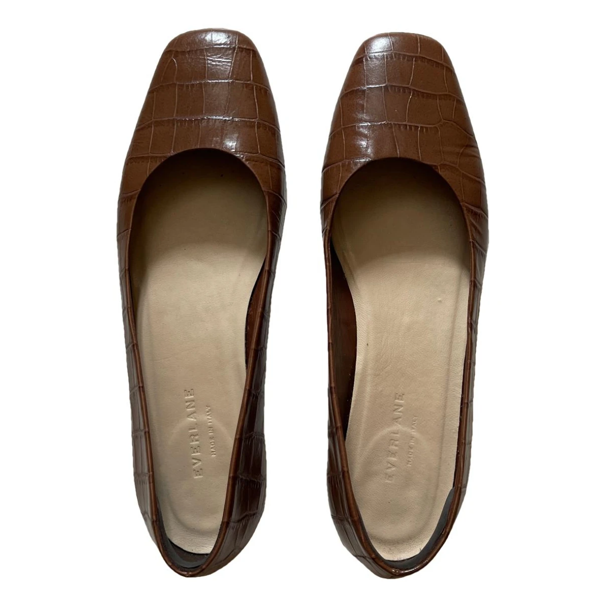 Pre-owned Everlane Leather Ballet Flats In Brown