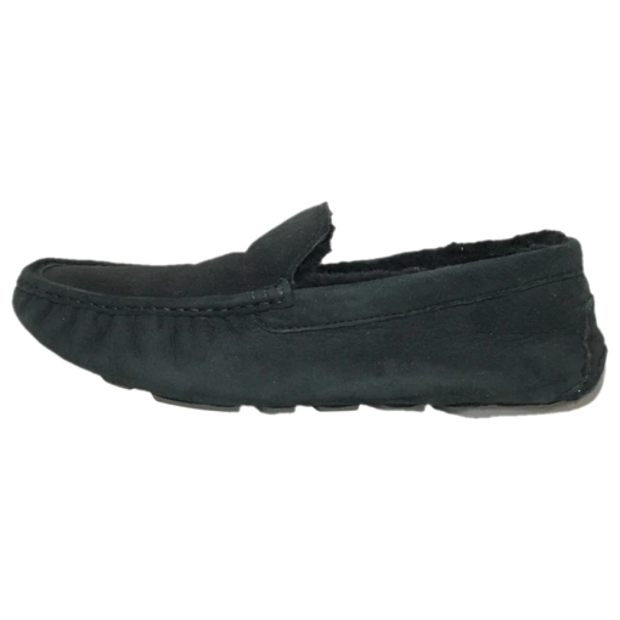 Pre-owned Ugg Leather Flats In Black