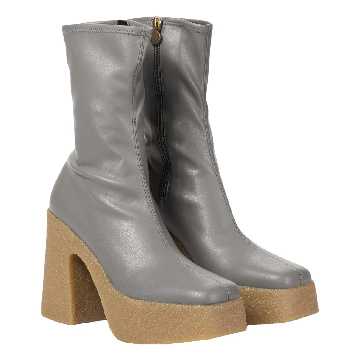 Pre-owned Stella Mccartney Vegan Leather Boots In Grey