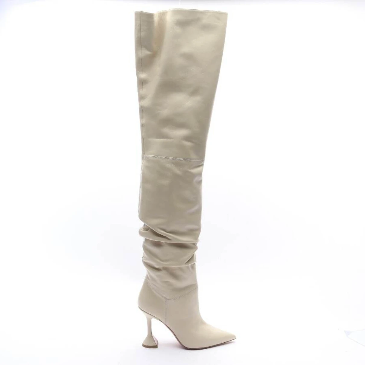 Pre-owned Amina Muaddi Leather Boots In White