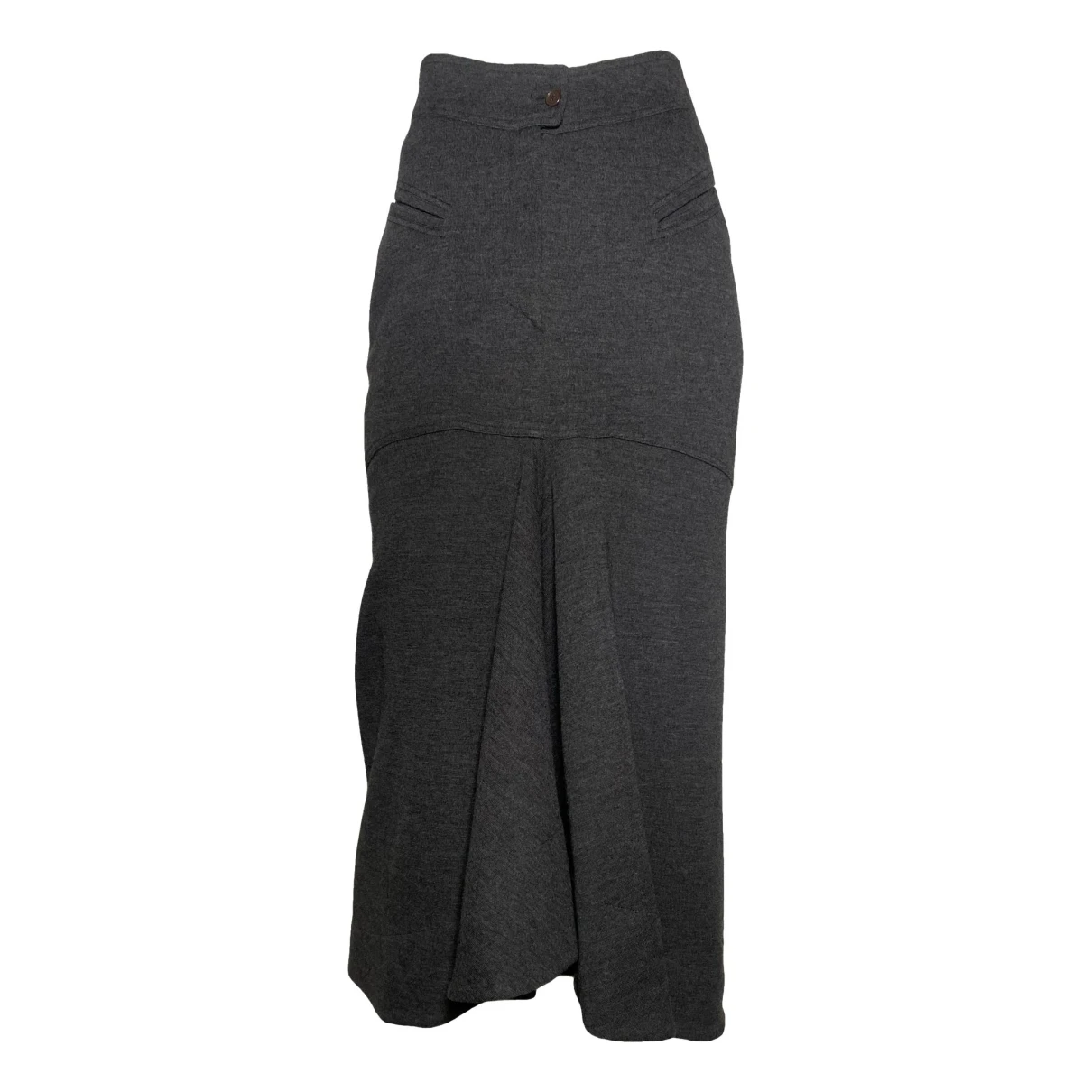 Pre-owned Claude Montana Wool Maxi Skirt In Grey