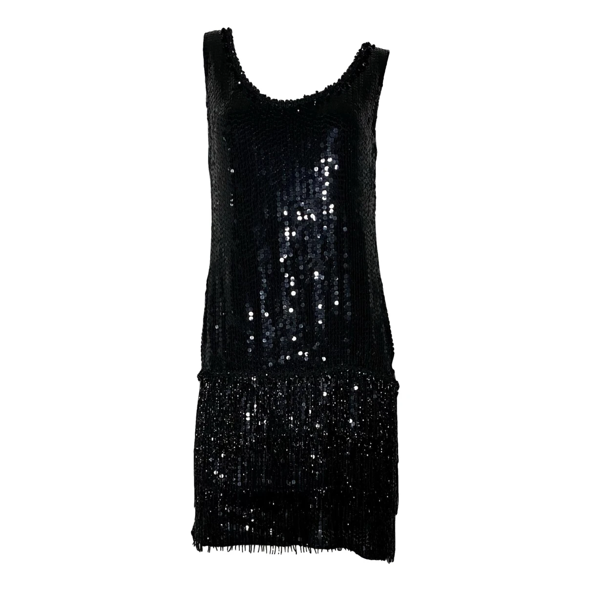 Pre-owned Saks Fifth Avenue Glitter Mid-length Dress In Black