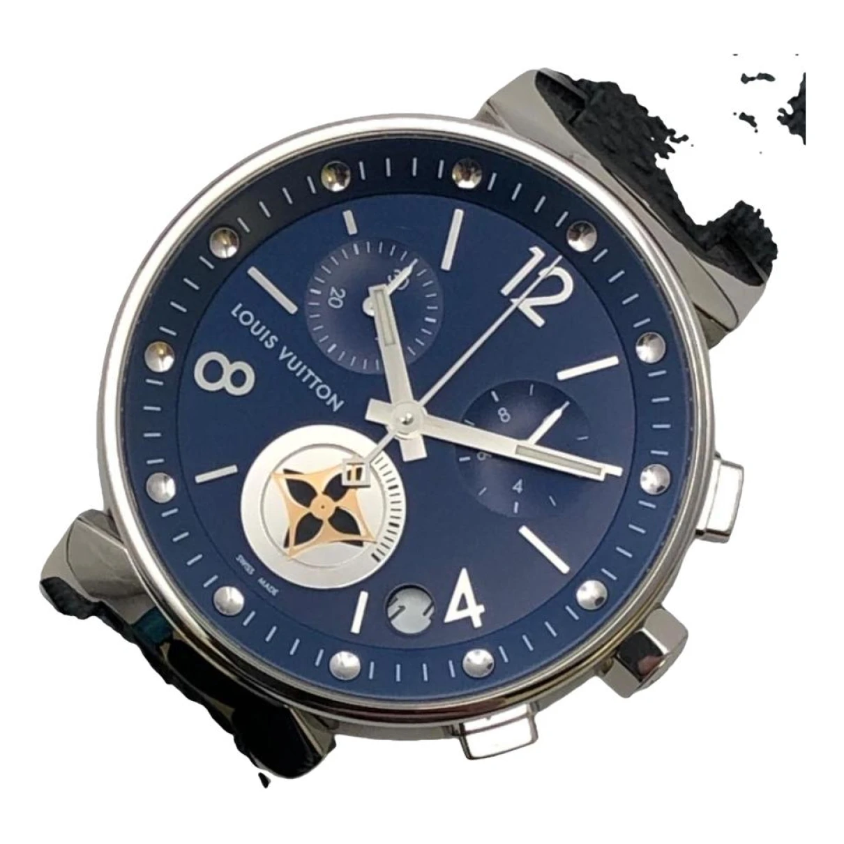 Pre-owned Louis Vuitton Tambour Chronographe Watch In Navy